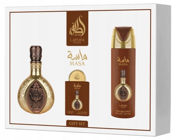Masa zestaw Lattafa EDP 100 ml 20 ml i dezodorant 200 ml