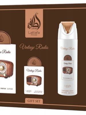 Vintage Radio zestaw Lattafa EDP 100 ml 20 ml i dezodorant 200 ml