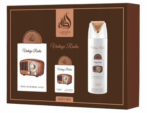 Vintage Radio zestaw Lattafa EDP 100 ml 20 ml i dezodorant 200 ml