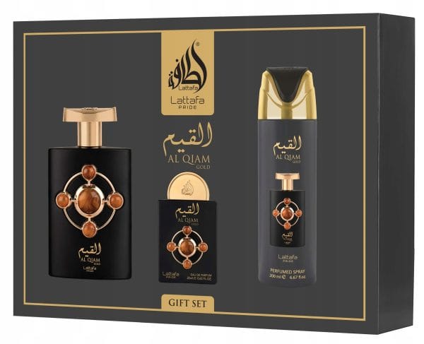 Al Qiam Gold zestaw Lattafa EDP 100 ml 20 ml i dezodorant 200 ml