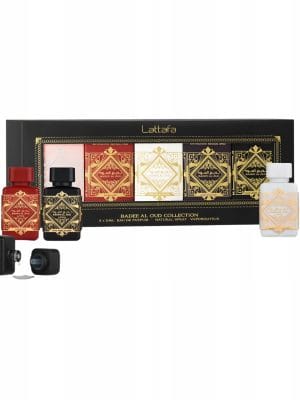 8e654ce4732051bf1c29d1dd90ff525b.jpg Badee Al Oud Lattafa zestaw miniaturek 5 x 5 ml EDP