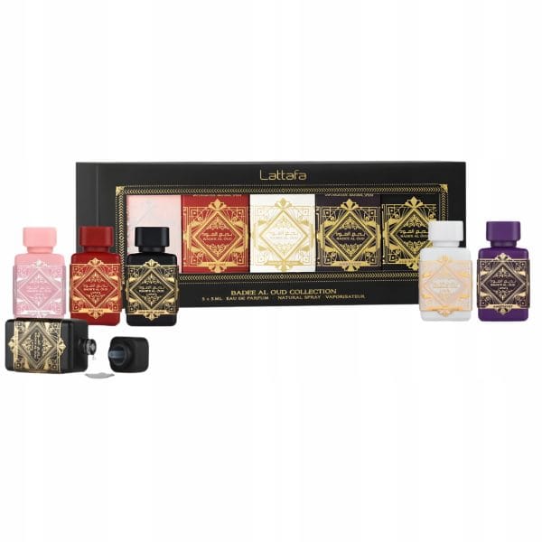 8e654ce4732051bf1c29d1dd90ff525b.jpg Badee Al Oud Lattafa zestaw miniaturek 5 x 5 ml EDP