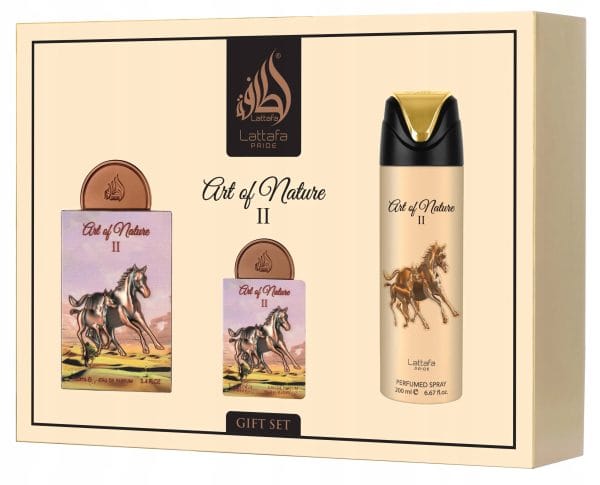 Art of Nature II zestaw Lattafa EDP 100 ml 20 ml i dezodorant 200 ml