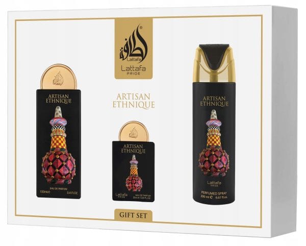 Artisan Ethnique zestaw Lattafa EDP 100 ml 20 ml i dezodorant 200 ml